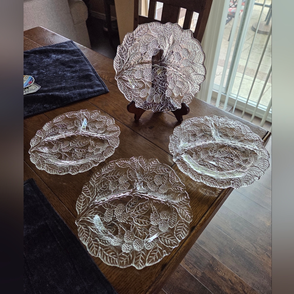 Indiana Glass "Loganberry" Divided Dishes (4)  Made Between 1923-1933